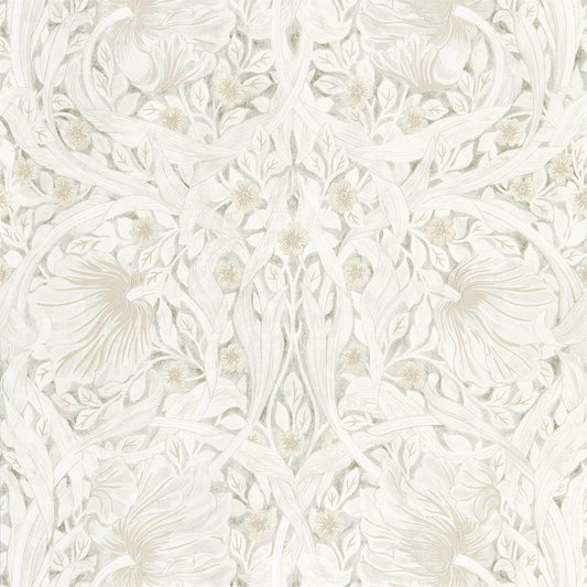 MORRIS & CO Pure Pimpernel Wallpaper Classic Floral Lightish Grey  Rotary Wide Width Printed Wallpaper - DMPN216538