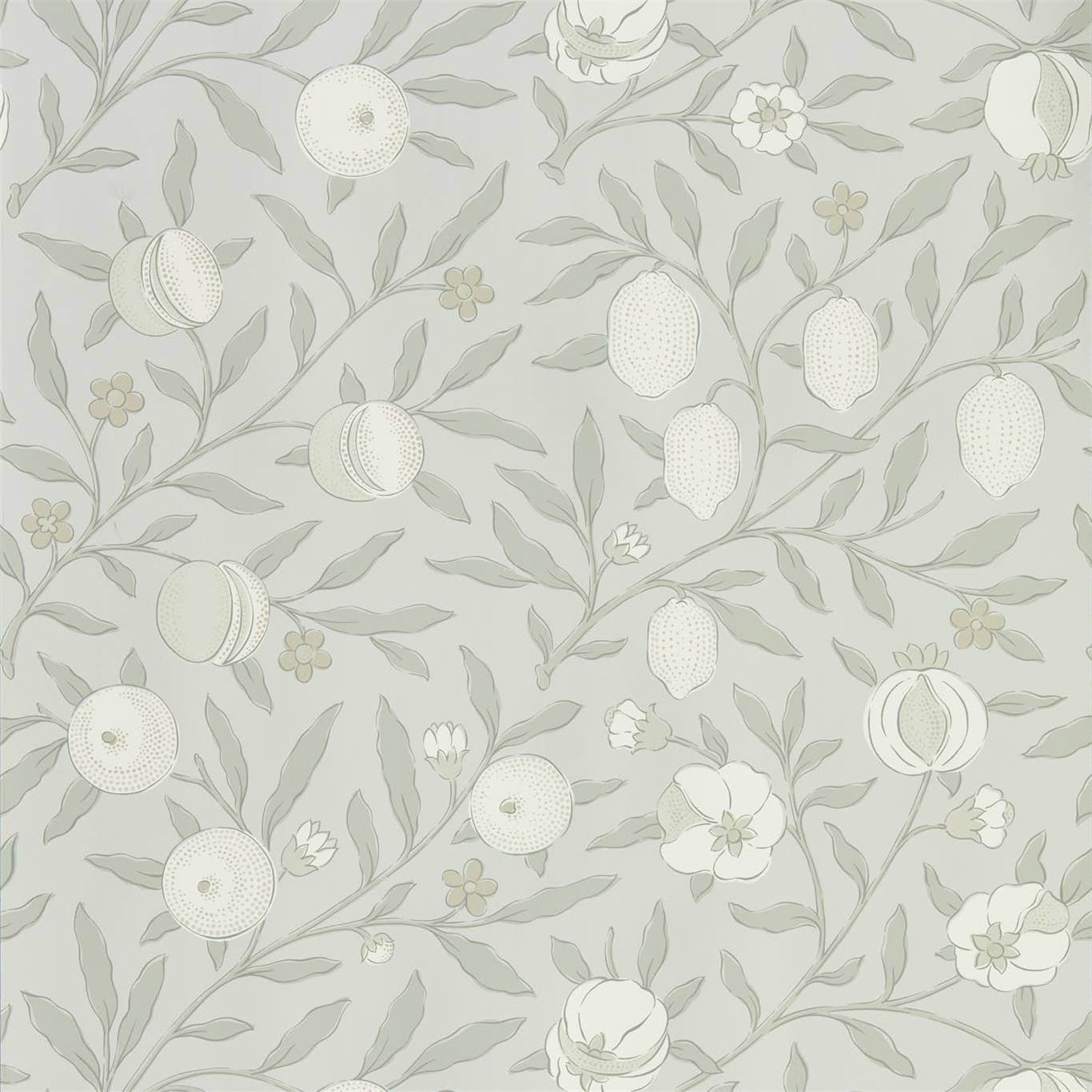 MORRIS & CO Pure Fruit Wallpaper Leaves , Trees Grey Blue  Rotary Wide Width Printed Wallpaper - DMPN216540