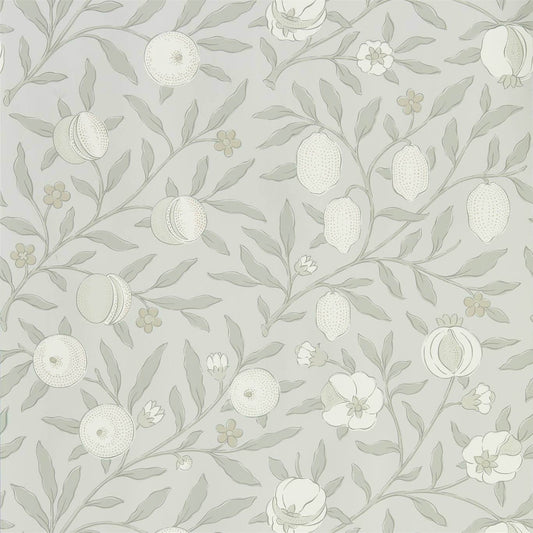 MORRIS & CO Pure Fruit Wallpaper Leaves , Trees Grey Blue  Rotary Wide Width Printed Wallpaper - DMPN216540