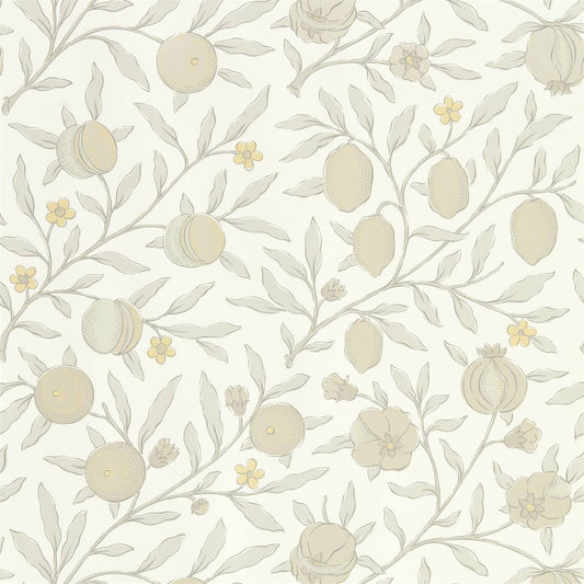 MORRIS & CO Pure Fruit Wallpaper Leaves , Trees Horned Poppy , Grey  Rotary Wide Width Printed Wallpaper - DMPN216542