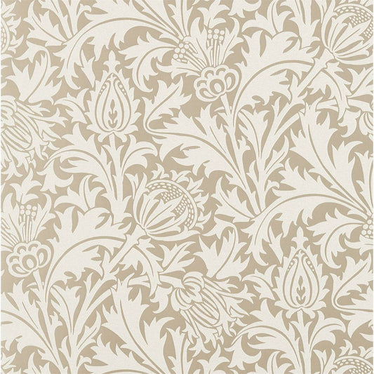MORRIS & CO Pure Thistle (Beaded) Wallpaper Classic Floral Gilver  Rotary Wide Width Printed Wallpaper - DMPN216548