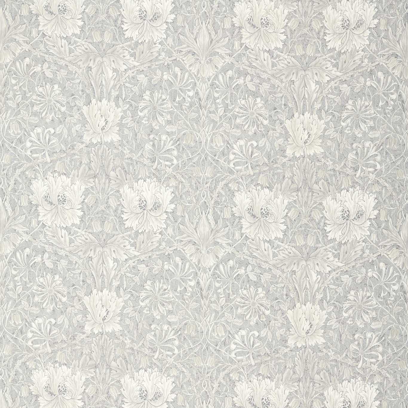 MORRIS & CO Pure Honeysuckle & Tulip Print  Fabric Classic Floral Light Grey Blue   - DMPN226481