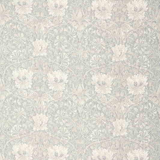 MORRIS & CO Pure Honeysuckle & Tulip Print  Fabric Classic Floral Light Grey Blue   - DMPN226481
