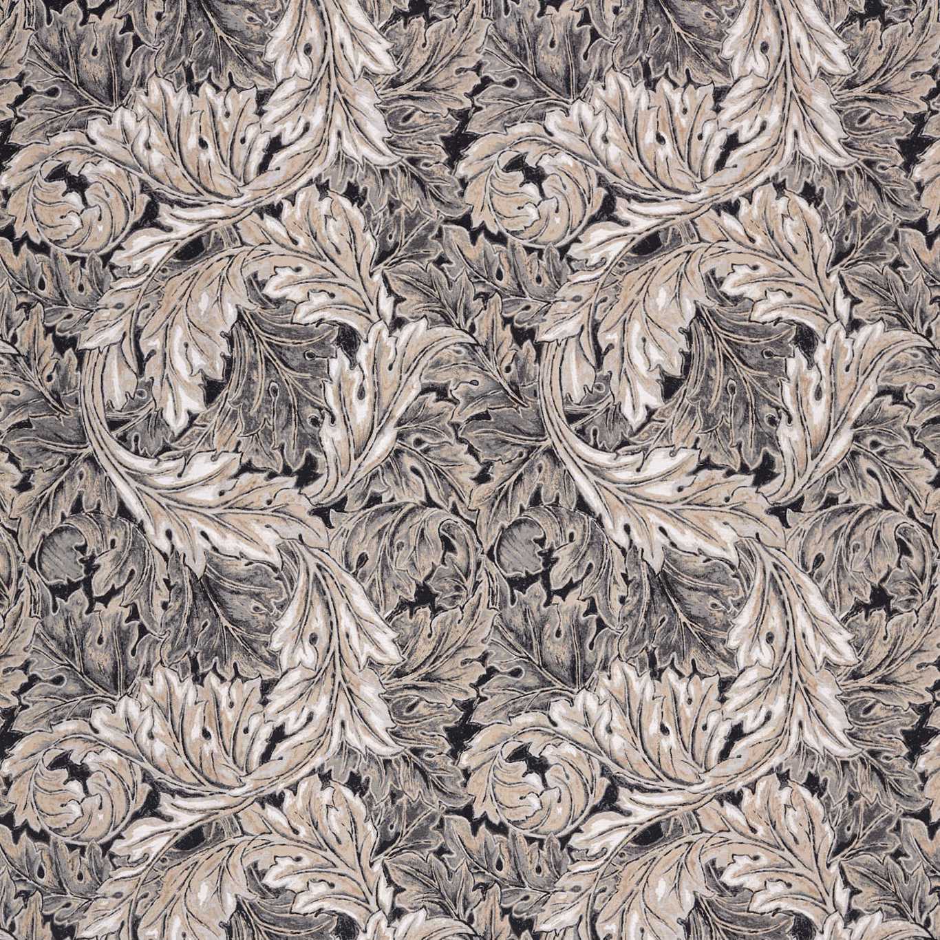 MORRIS & CO Pure Acanthus Weave Fabric Leaves , Trees Black Ink   - DMPN236625