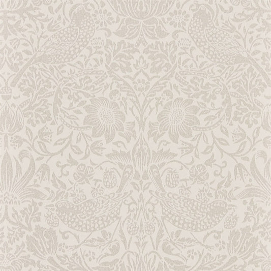 MORRIS & CO Pure Strawberry Thief  Wallpaper Birds Ecru,Cream  Rotary Printed Wallpaper - DMPU216020