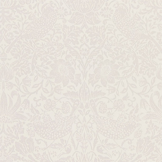 MORRIS & CO Pure Strawberry Thief  Wallpaper Birds Oyster,Chalk  Rotary Printed Wallpaper - DMPU216021