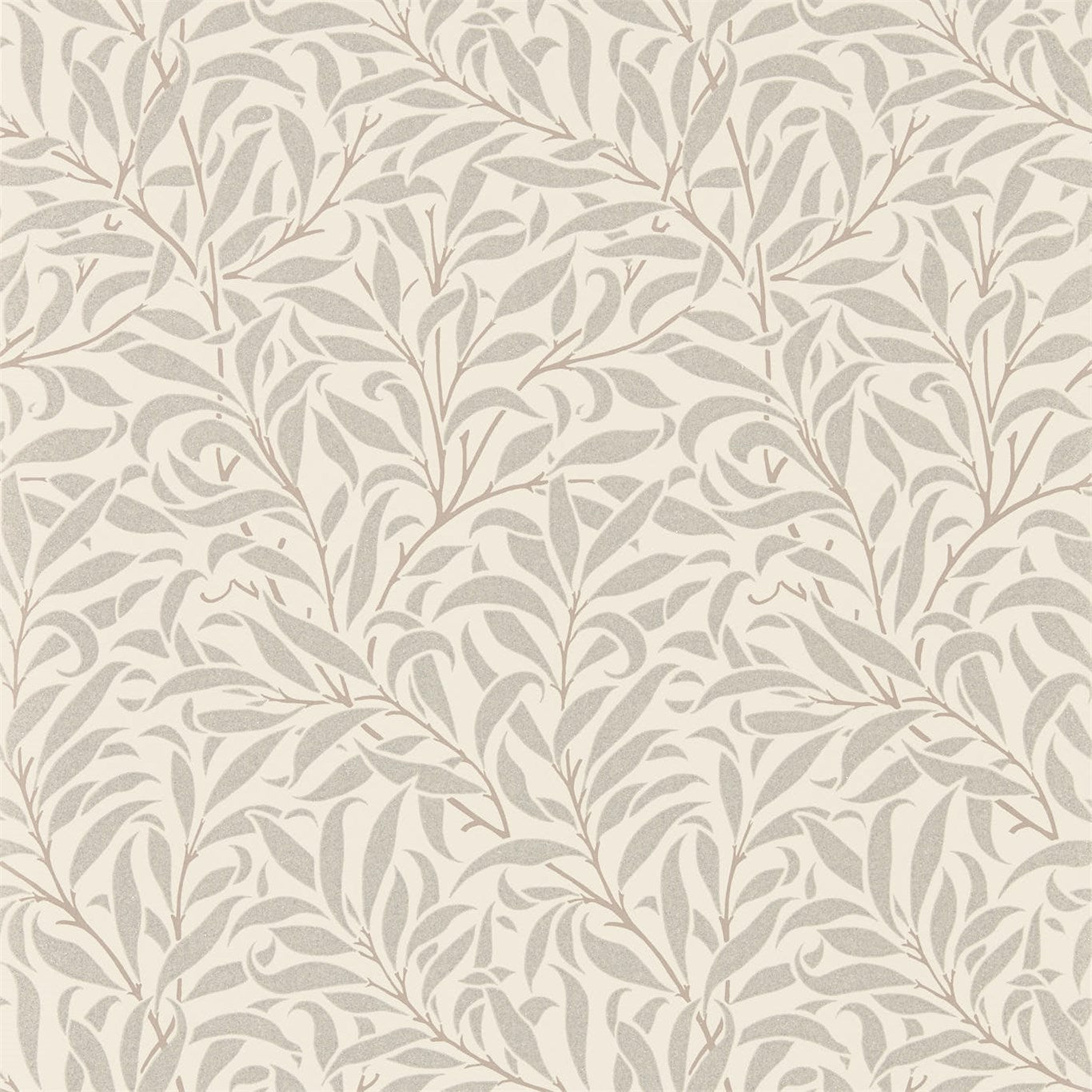 MORRIS & CO Pure Willow Bough Wallpaper Leaves , Trees Ecru,Silver  Rotary Printed Wallpaper - DMPU216023