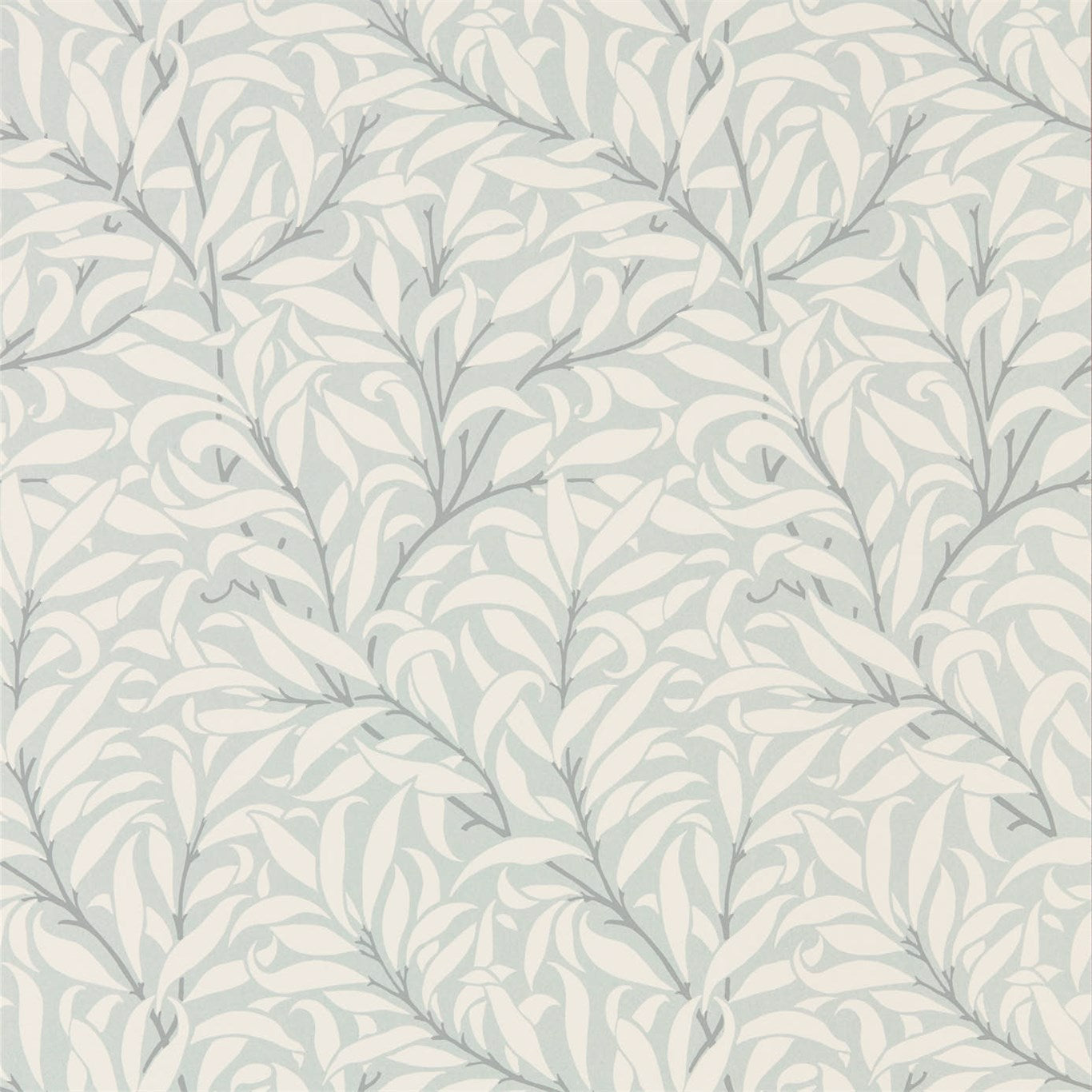 MORRIS & CO Pure Willow Bough Wallpaper Leaves , Trees Eggshell,Chalk  Rotary Printed Wallpaper - DMPU216024