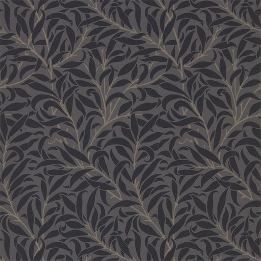 MORRIS & CO Pure Willow Bough Wallpaper Leaves , Trees Charcoal,Black  Rotary Printed Wallpaper - DMPU216026