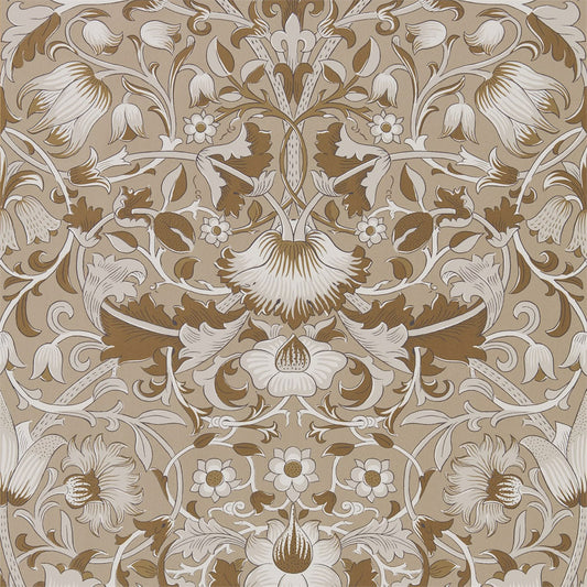 MORRIS & CO Pure Lodden Wallpaper Classic Floral Gilver,Gold  Rotary Printed Wallpaper - DMPU216029