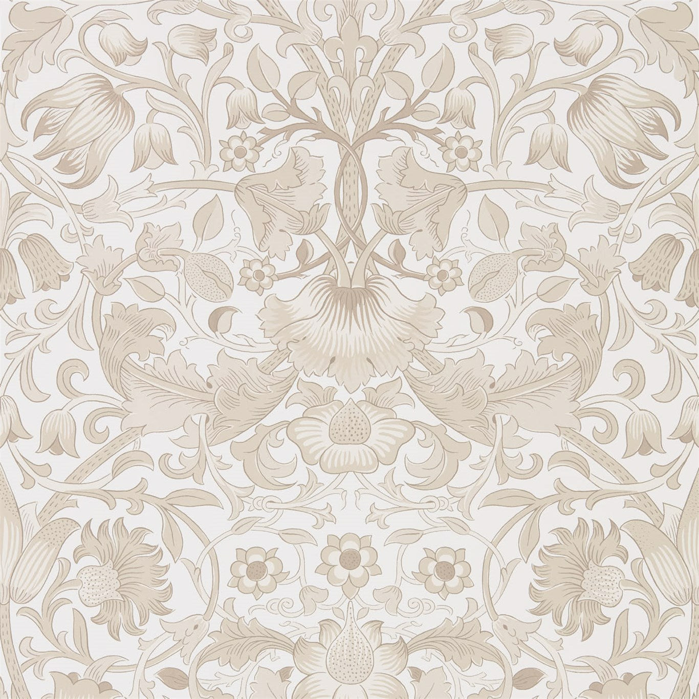 MORRIS & CO Pure Lodden Wallpaper Classic Floral Ivory,Linen  Rotary Printed Wallpaper - DMPU216031
