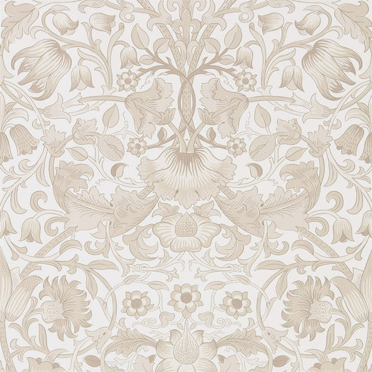 MORRIS & CO Pure Lodden Wallpaper Classic Floral Ivory,Linen  Rotary Printed Wallpaper - DMPU216031