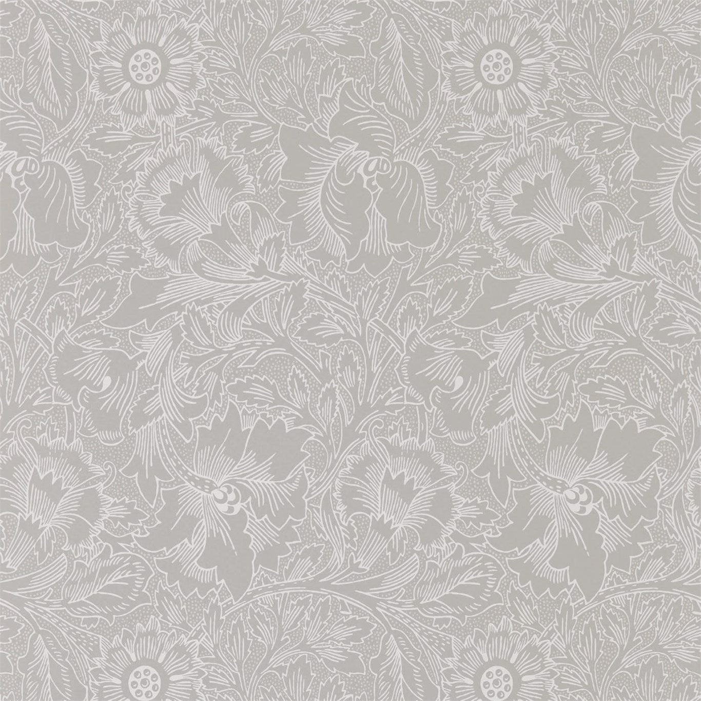 MORRIS & CO Pure Poppy Wallpaper Classic Floral Dove,Chalk  Rotary Printed Wallpaper - DMPU216032