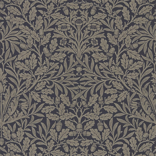 MORRIS & CO Pure Acorn Wallpaper Classic Floral Charcoal,Gilver  Rotary Printed Wallpaper - DMPU216033