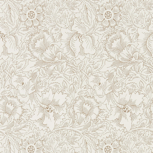 MORRIS & CO Pure Acorn Wallpaper Classic Floral Cream,Gold  Rotary Printed Wallpaper - DMPU216035
