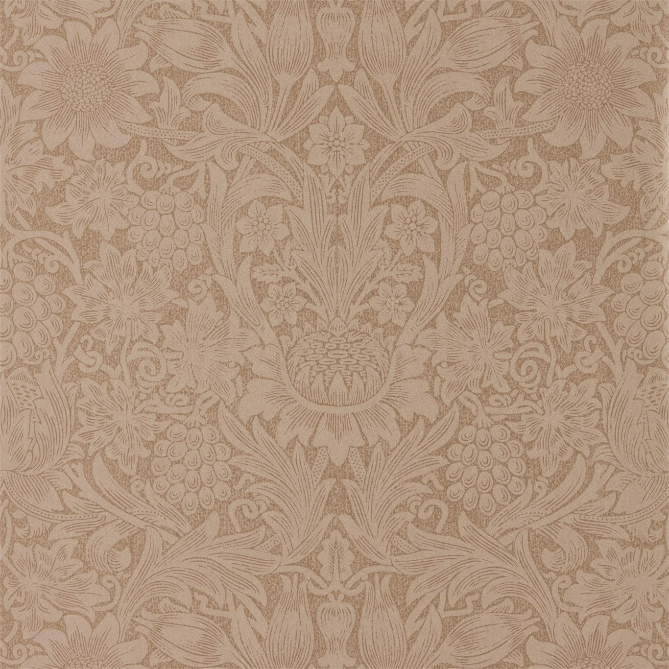 MORRIS & CO Pure Sunflower Wallpaper Classic Floral Copper,Russet  Gravure Printed Wallpaper - DMPU216046