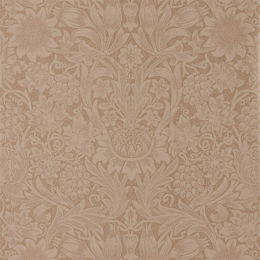 MORRIS & CO Pure Sunflower Wallpaper Classic Floral Copper,Russet  Gravure Printed Wallpaper - DMPU216046