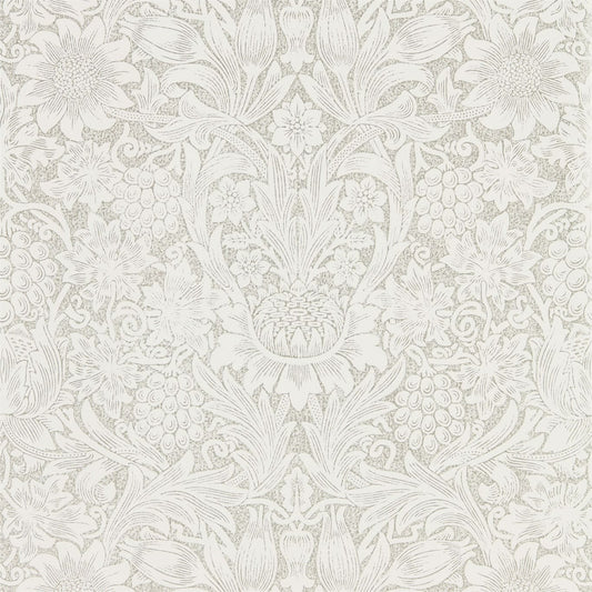 MORRIS & CO Pure Sunflower Wallpaper Classic Floral Chalk,Silver  Gravure Printed Wallpaper - DMPU216049