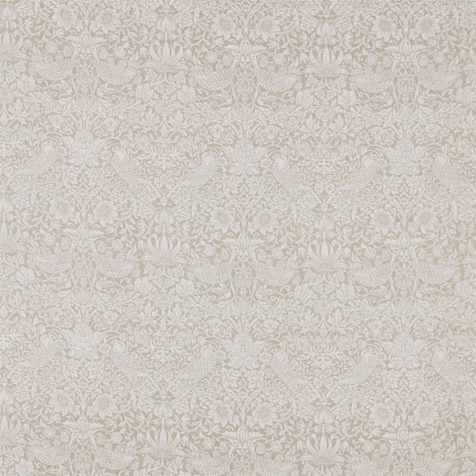 MORRIS & CO Pure Strawberry Thief Fabric Birds Flax   - DMPU226061