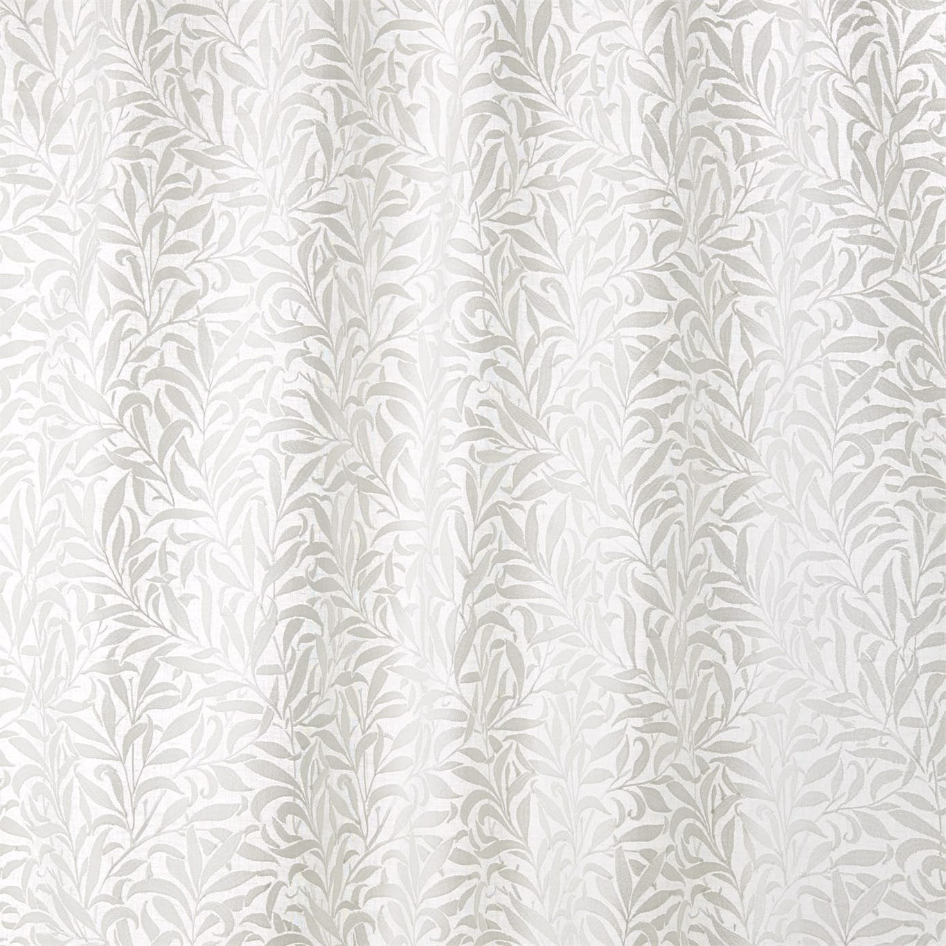 MORRIS & CO Pure Willow Boughs Embroidery  Fabric Leaves , Trees Paper White   - DMPU236065