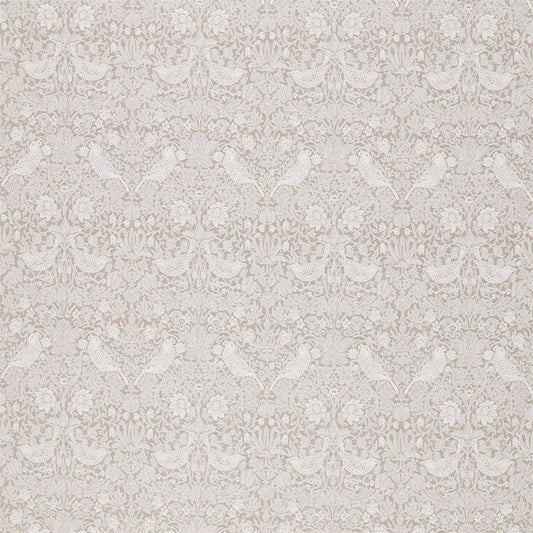 MORRIS & CO Pure Strawberry Thief Embroidery  Fabric Birds Flax   - DMPU236071