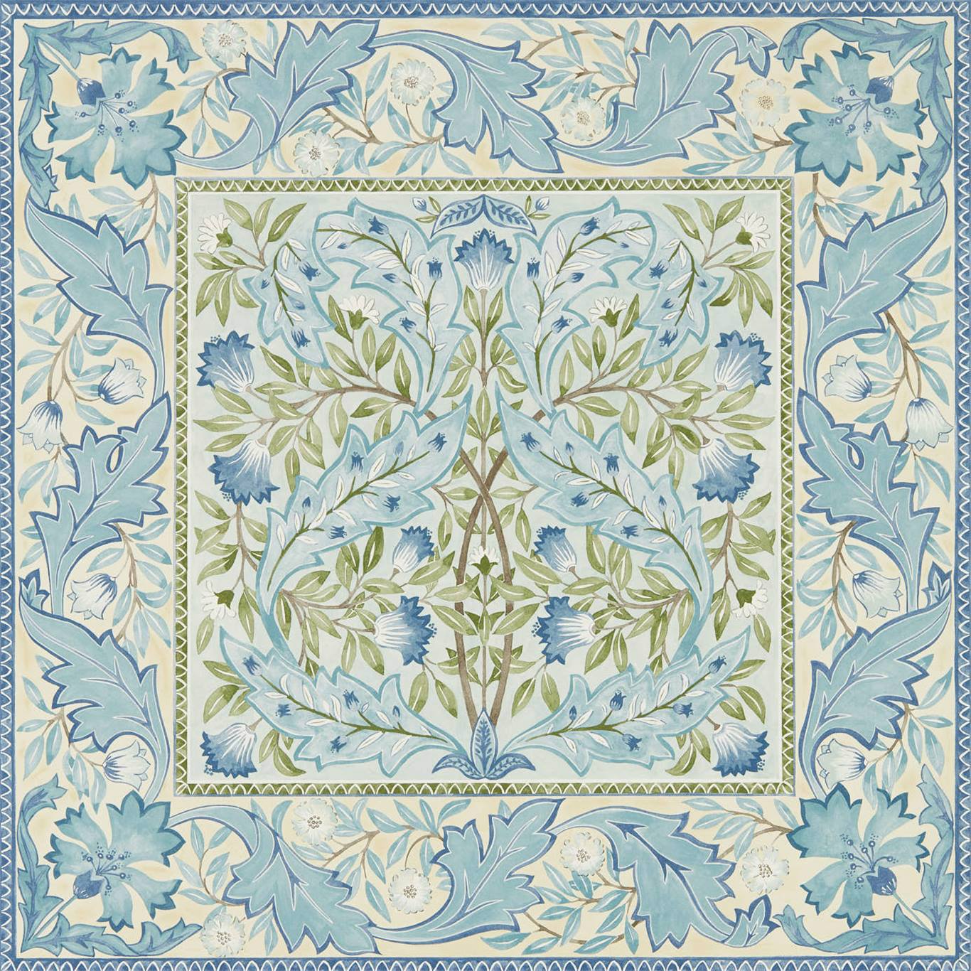 MORRIS & CO Wilhelmina Indigo Wallpaper Classic Floral Indigo  Gravure - Wide Width Printed Wallpaper - DMSW216671