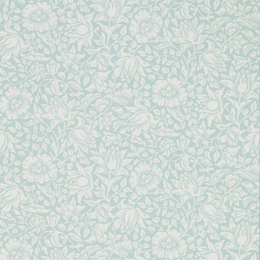 MORRIS & CO Mallow Wallpaper Classic Floral Chalk Duck Egg  Surface- Printed Wallpaper - DMSW216679