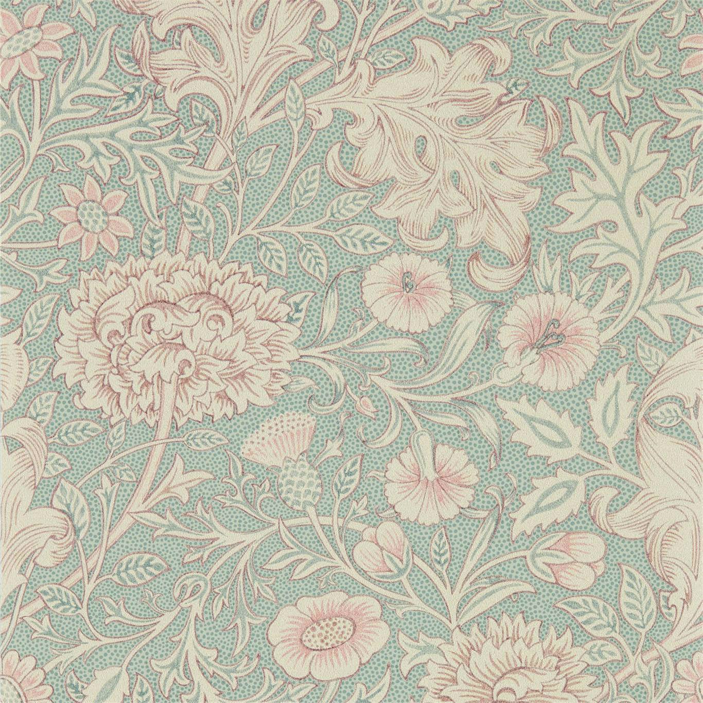 MORRIS & CO Double Bough Wallpaper Classic Floral Teal Rose  Gravure Printed Wallpaper - DMSW216680