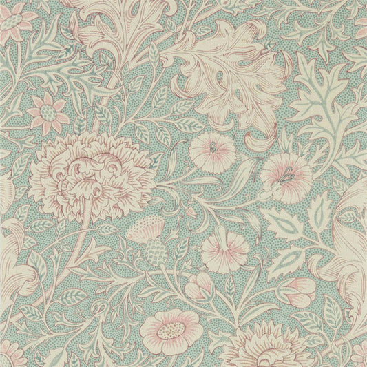 MORRIS & CO Double Bough Wallpaper Classic Floral Teal Rose  Gravure Printed Wallpaper - DMSW216680