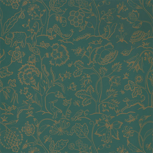 MORRIS & CO Middlemore Wallpaper Animals Moss Gold  Rotary Wide Width Printed Wallpaper - DMSW216695