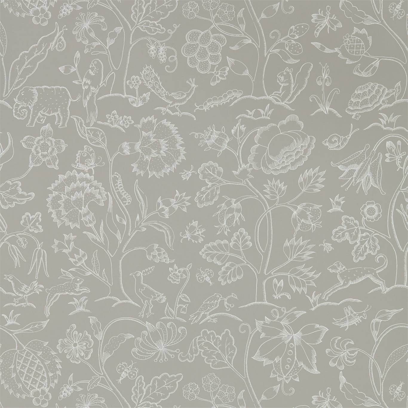 MORRIS & CO Middlemore Wallpaper Animals Linen Chalk  Rotary Wide Width Printed Wallpaper - DMSW216697