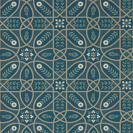 MORRIS & CO Brophy Trellis Wallpaper Other Deep Teal  Rotary Wide Width Printed Wallpaper - DMSW216699