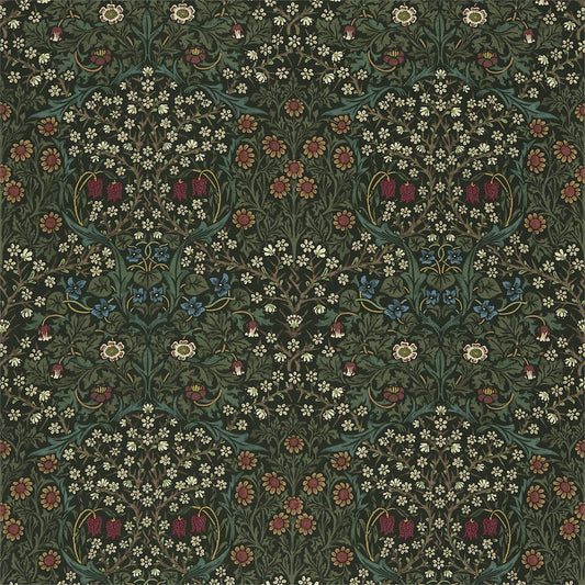 MORRIS & CO Blackthorn Fabric Classic Floral Green   - DMY1BT201