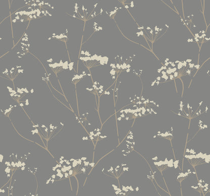 York Wallcoverings Candice Olson After 8 Enchanted Silver Wallpaper  Botanical Greys   - DN3711