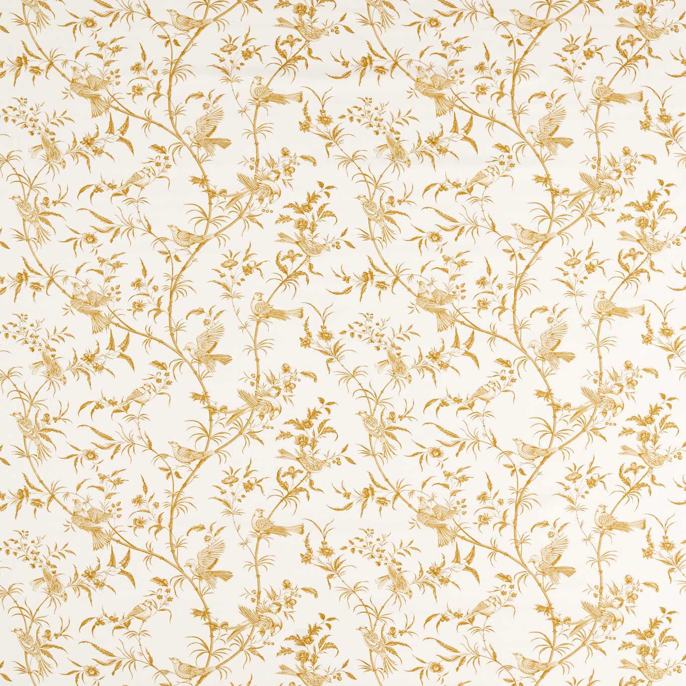 SANDERSON Paradise Woods Toile Printed Fabric  Mustard   - DNAT227400