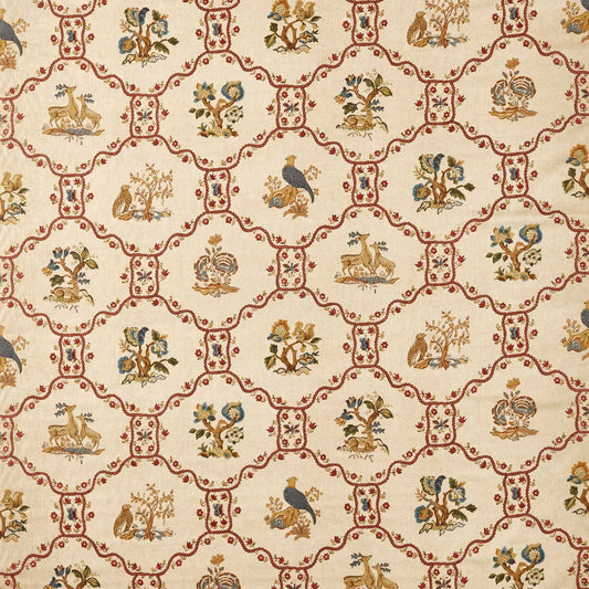 SANDERSON Partridge Pear Printed Fabric  Fig,Wheat   - DNAT227409