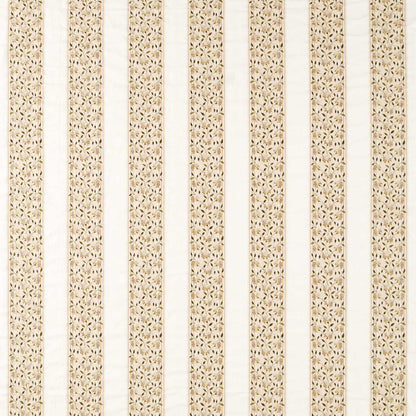 Sanderson Sloe Blossom Lichen White embroidered fabric with trailing floral blossoms on a figured stripe linen cotton blend, ideal for upholstery, curtains, drapery, and cushions in soft neutral tones and classic English interior design