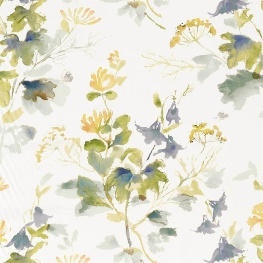 SANDERSON Honey Flowers Fabric Contemporary, Floral Anise,Slate   - DNTF226739