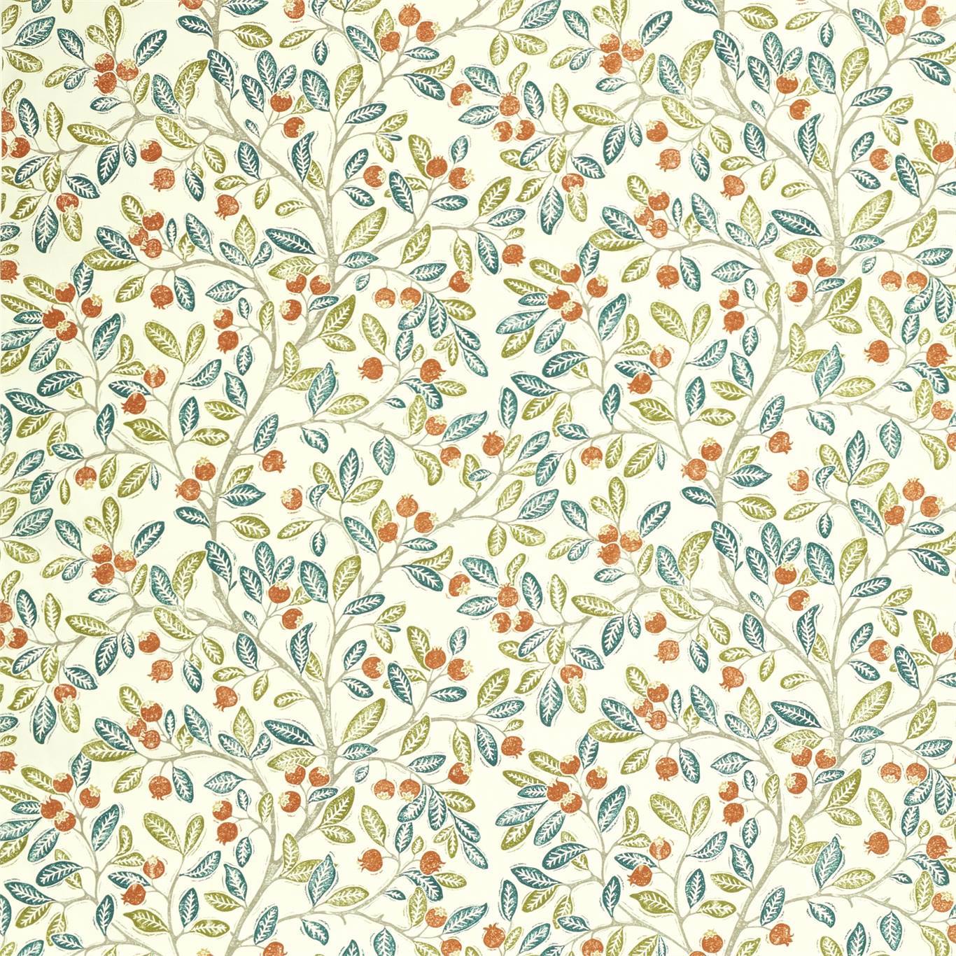 SANDERSON Wild Berries Fabric Leaves , Trees Rowan,Chasm   - DNTF226744