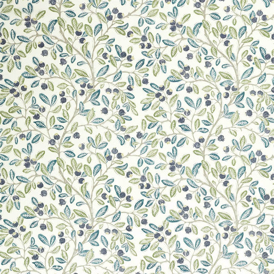 SANDERSON Wild Berries Fabric Leaves , Trees Blueberry,Sage   - DNTF226745