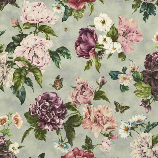 SANDERSON Summer Peony Fabric Classic Floral Vineyard,Rose   - DNTF226747