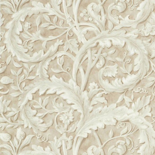 SANDERSON Tilia Lime Fabric Leaves , Trees Stone   - DNTF226750