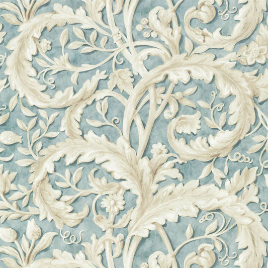 SANDERSON Tilia Lime Fabric Leaves , Trees Soft Teal   - DNTF226751