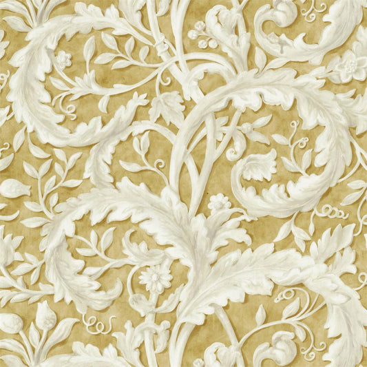 SANDERSON Tilia Lime Fabric Leaves , Trees Gold   - DNTF226752