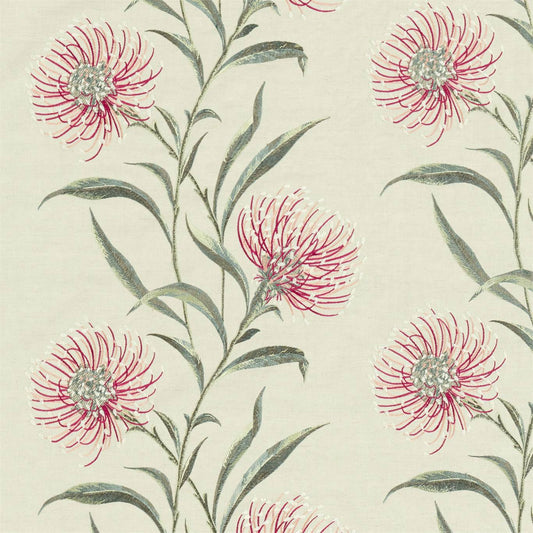SANDERSON Catherinae Embroidery Fabric Contemporary, Floral Fuchsia   - DNTF237187