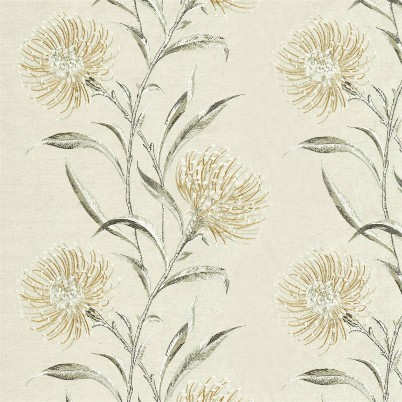 SANDERSON Catherinae Embroidery Fabric Contemporary, Floral Hay   - DNTF237188