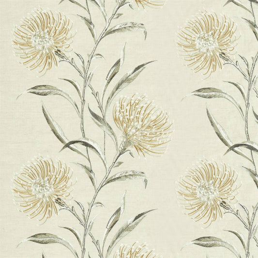 SANDERSON Catherinae Embroidery Fabric Contemporary, Floral Hay   - DNTF237188