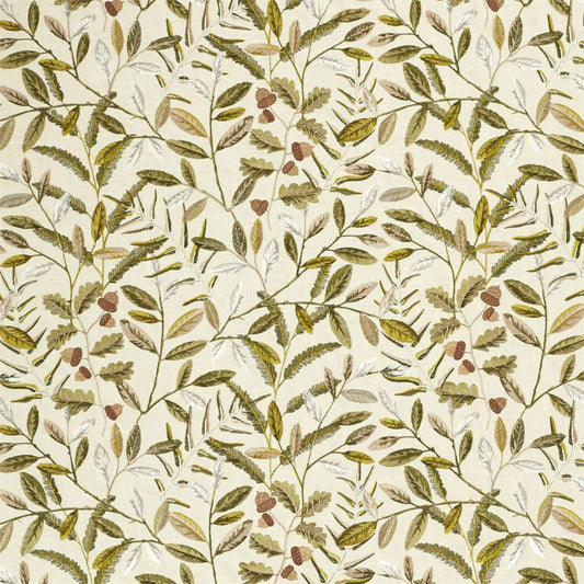 SANDERSON Quercus Fabric Leaves , Trees Pesto   - DNTF237190