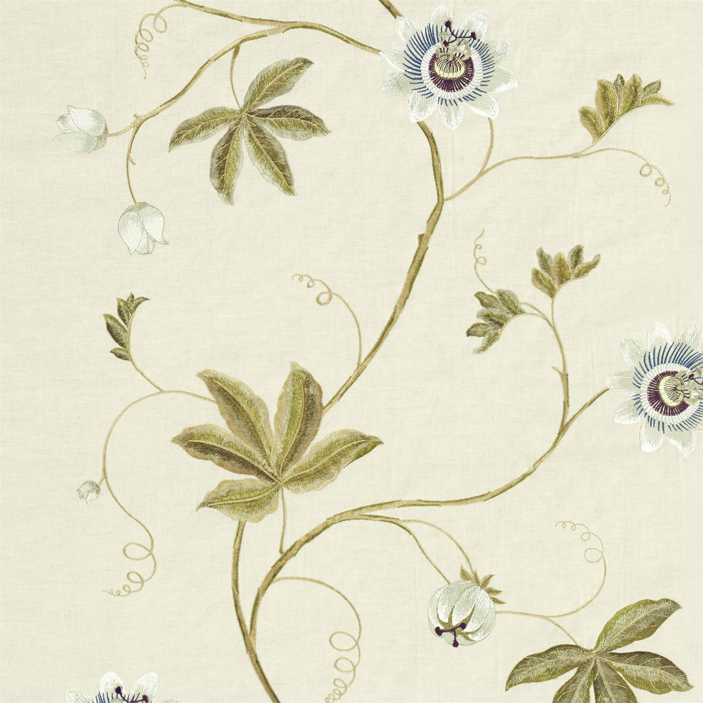 SANDERSON Passion Vine Fabric Classic Floral Sage   - DNTF237195