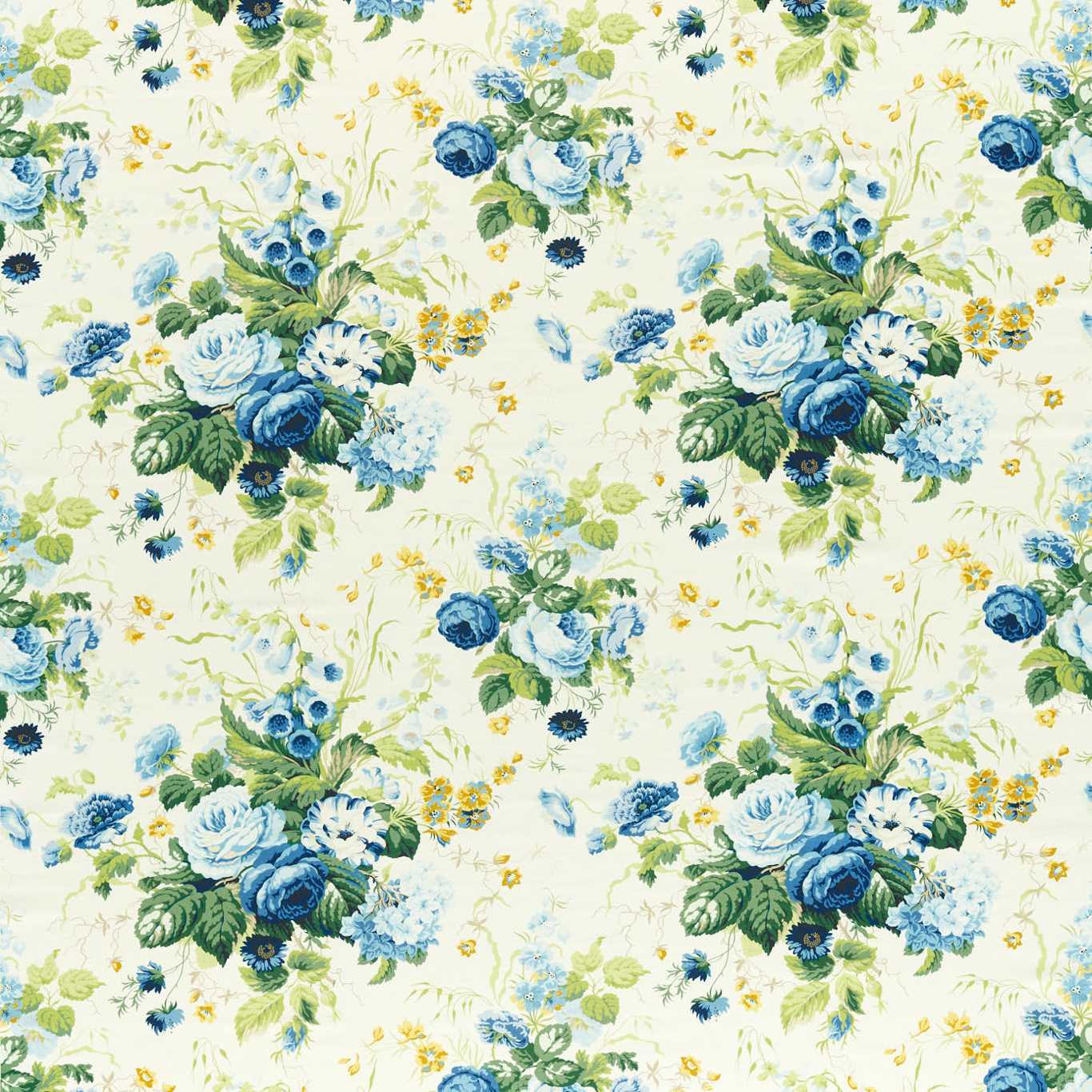 SANDERSON Stapleton Park Fabric Classic Floral French Blue   - DOSF226867